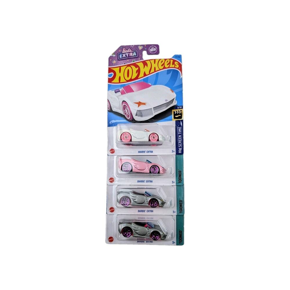 HOT WHEELS 134/250 Barbie Extra TOONED 5/5 PINK, Silver, White 2022 Lot of 4